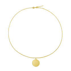 Collier en plaqué or, plaque ronde 19,5 mm