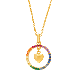 Collier en plaqué or et oxydes de zirconium, coeur