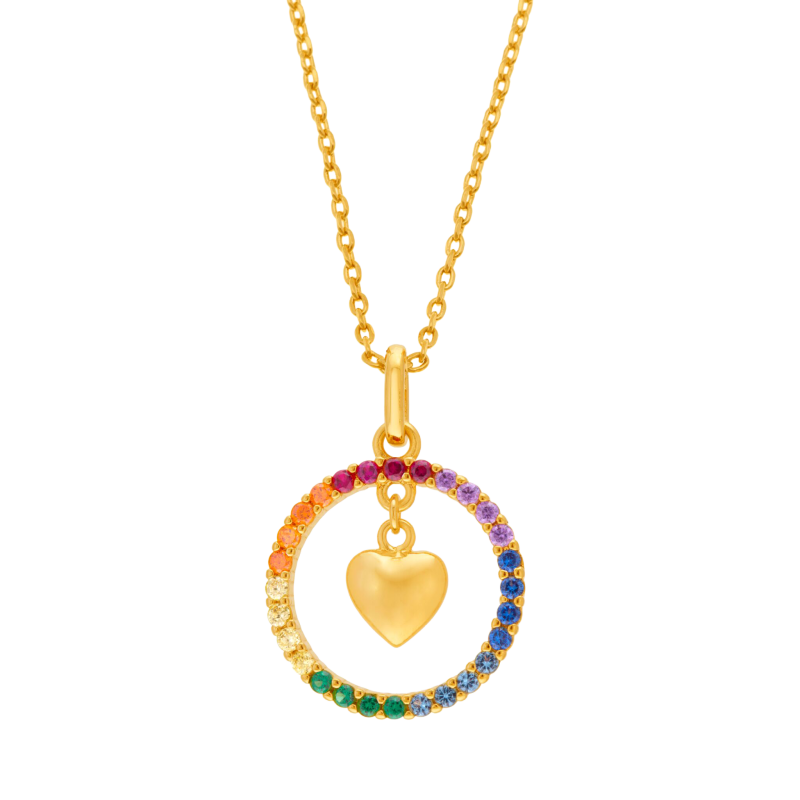 Collier en plaqué or et oxydes de zirconium, coeur