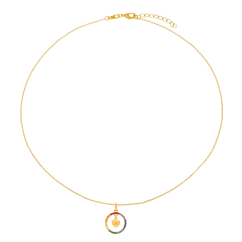 Collier en plaqué or et oxydes de zirconium, coeur