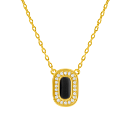 Collier en plaqué or, oxydes de zirconium et laque