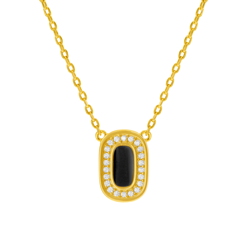 Collier en plaqué or, oxydes de zirconium et laque