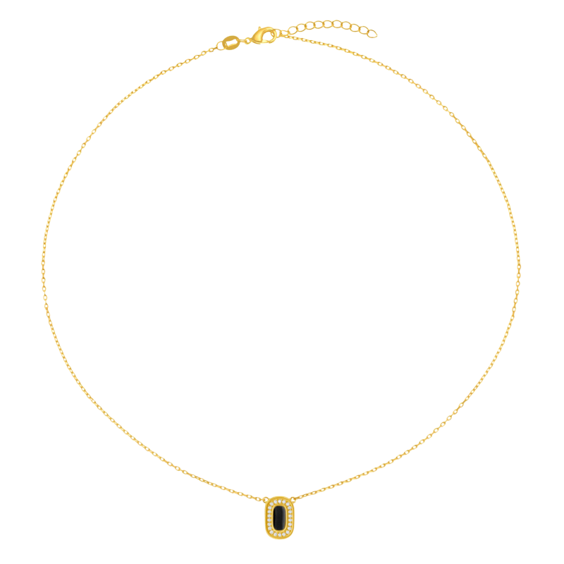 Collier en plaqué or, oxydes de zirconium et laque