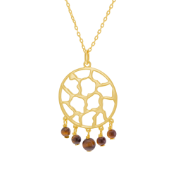 Collier en plaqué or et oeil de tigre