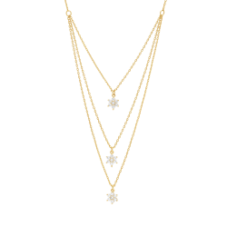 Collier 3 rangs en plaqué or et oxydes de zirconium