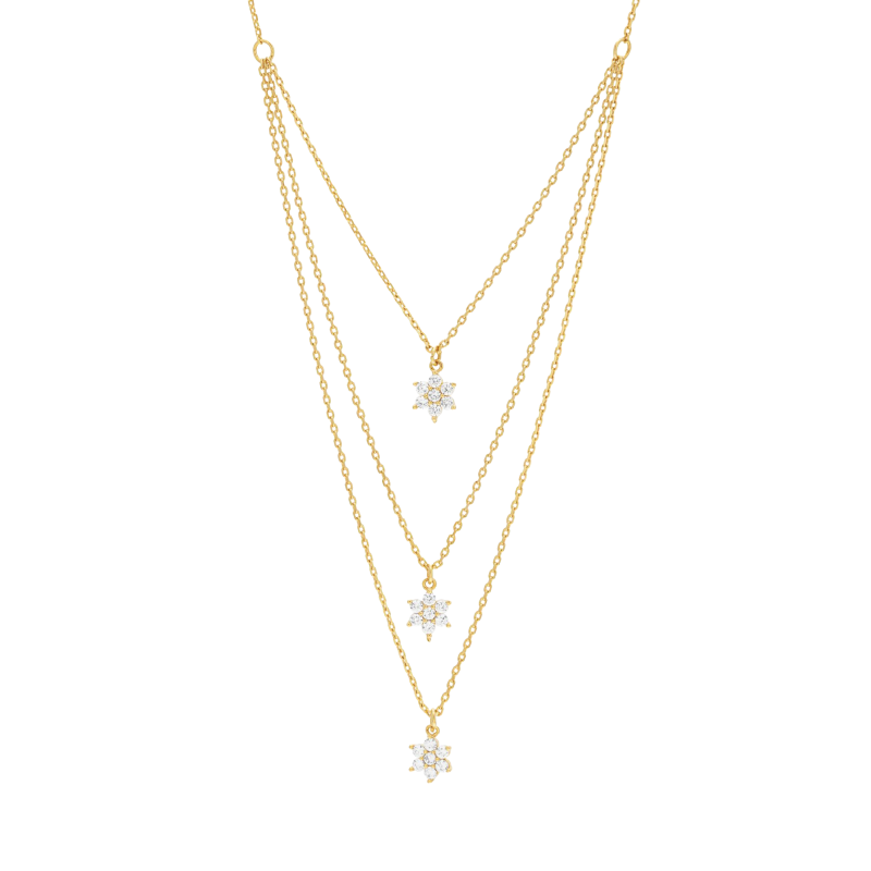 Collier 3 rangs en plaqué or et oxydes de zirconium