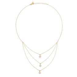 Collier 3 rangs en plaqué or et oxydes de zirconium