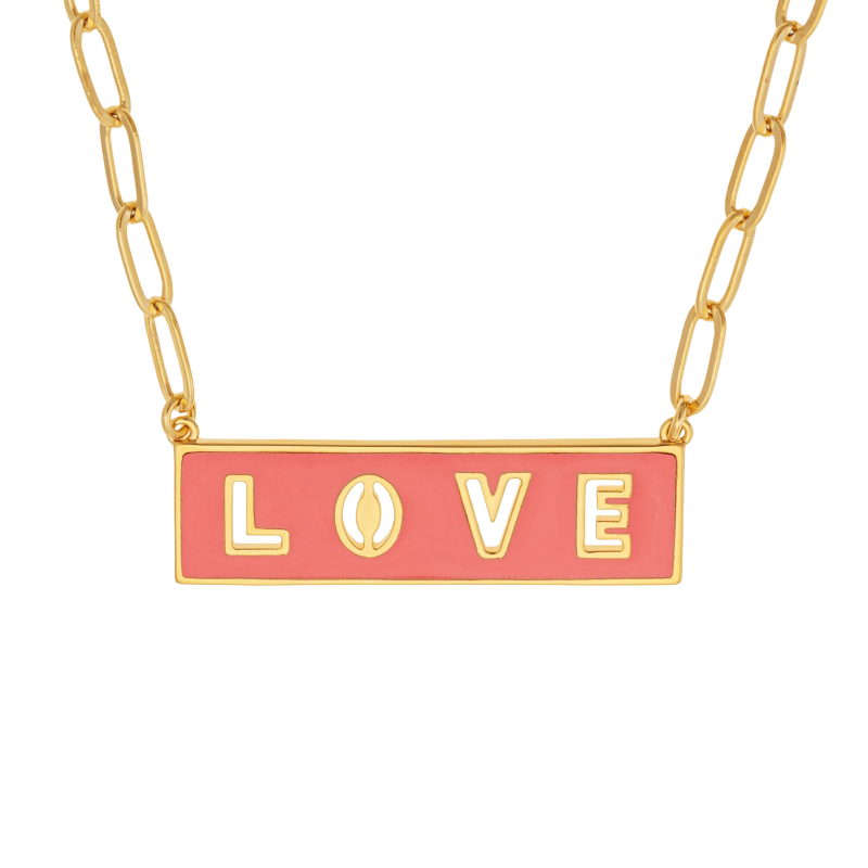 Collier en plaqué or et laque, LOVE