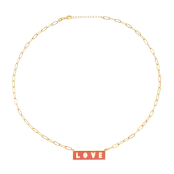 Collier en plaqué or et laque, LOVE