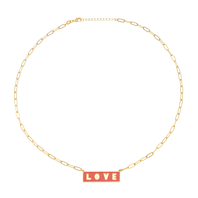 Collier en plaqué or et laque, LOVE