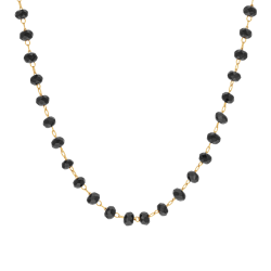 Collier en plaqué or et perles synthétiques noires