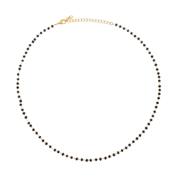Collier en plaqué or et perles synthétiques noires