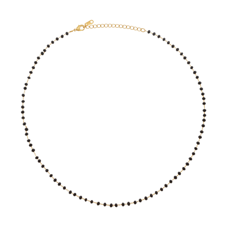 Collier en plaqué or et perles synthétiques noires