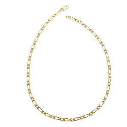 Collier en plaqué or maille cheval alternée 1-1