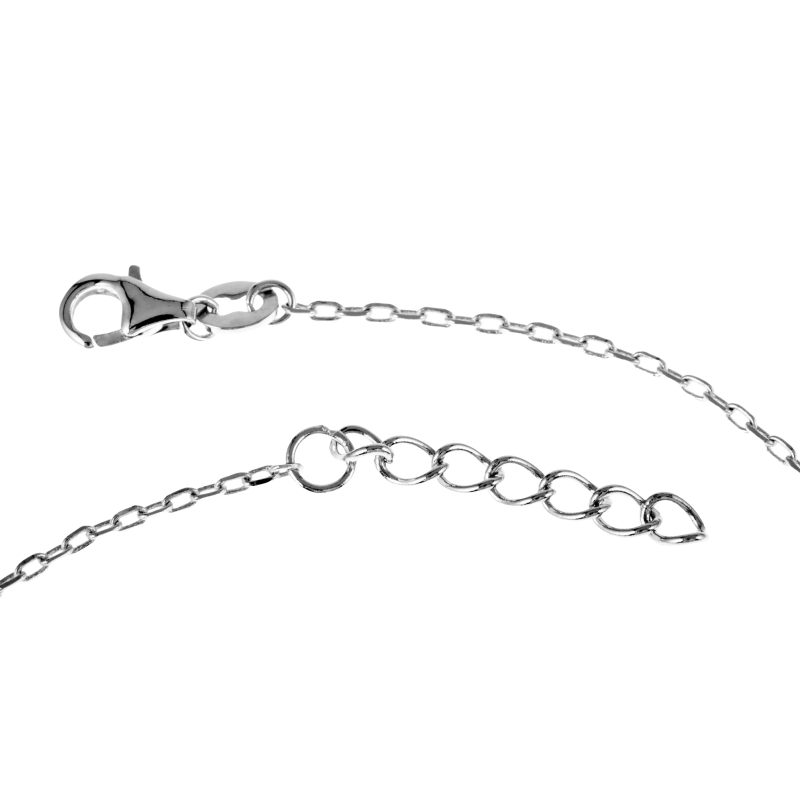 Collier en argent rhodié, coeur et oxydes de zirconium