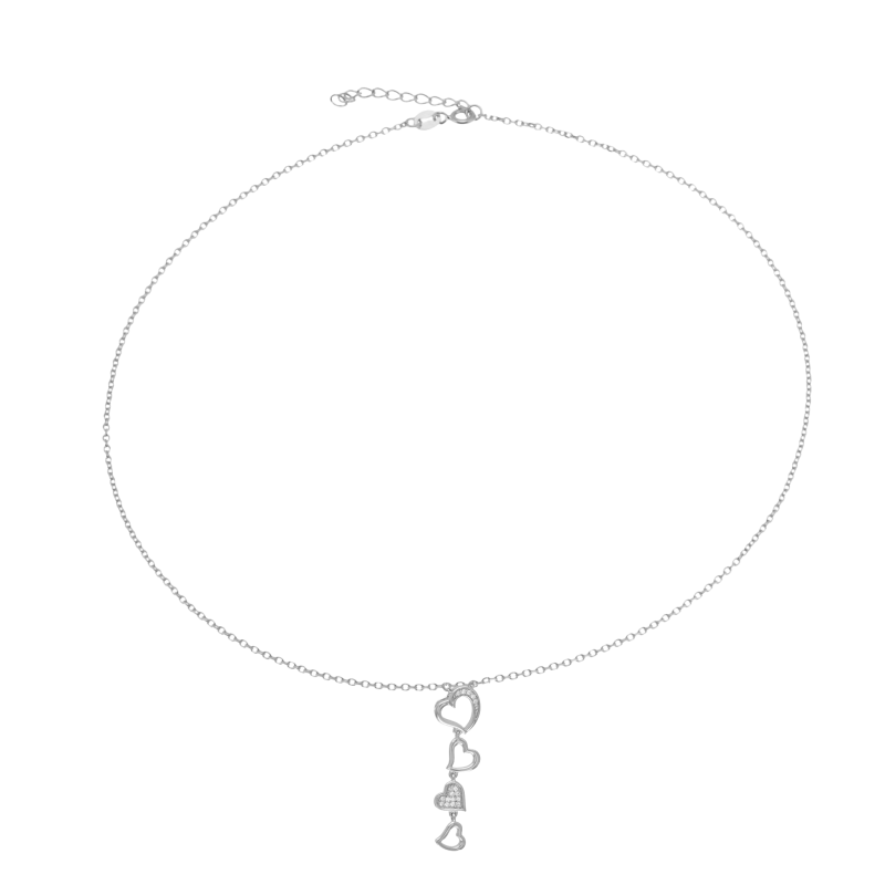 Collier en argent rhodié et oxydes de zirconium