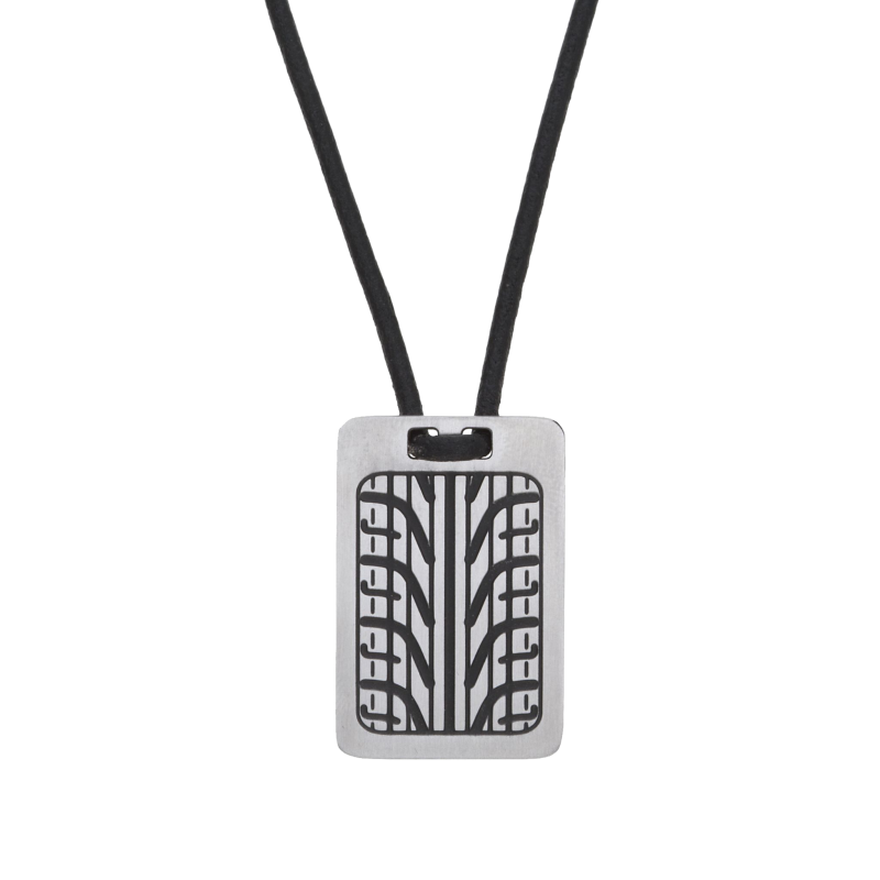 Collier en acier et cordon en cuir