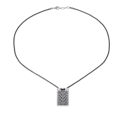 Collier en acier et cordon en cuir