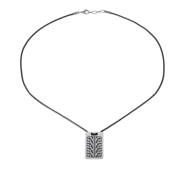 Collier en acier et cordon en cuir