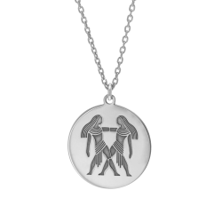 Collier en argent rhodié, zodiaque gémeaux