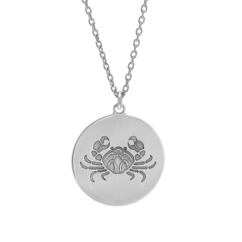 Collier en argent rhodié, zodiaque cancer