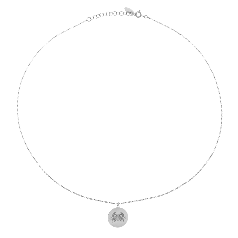 Collier en argent rhodié, zodiaque cancer