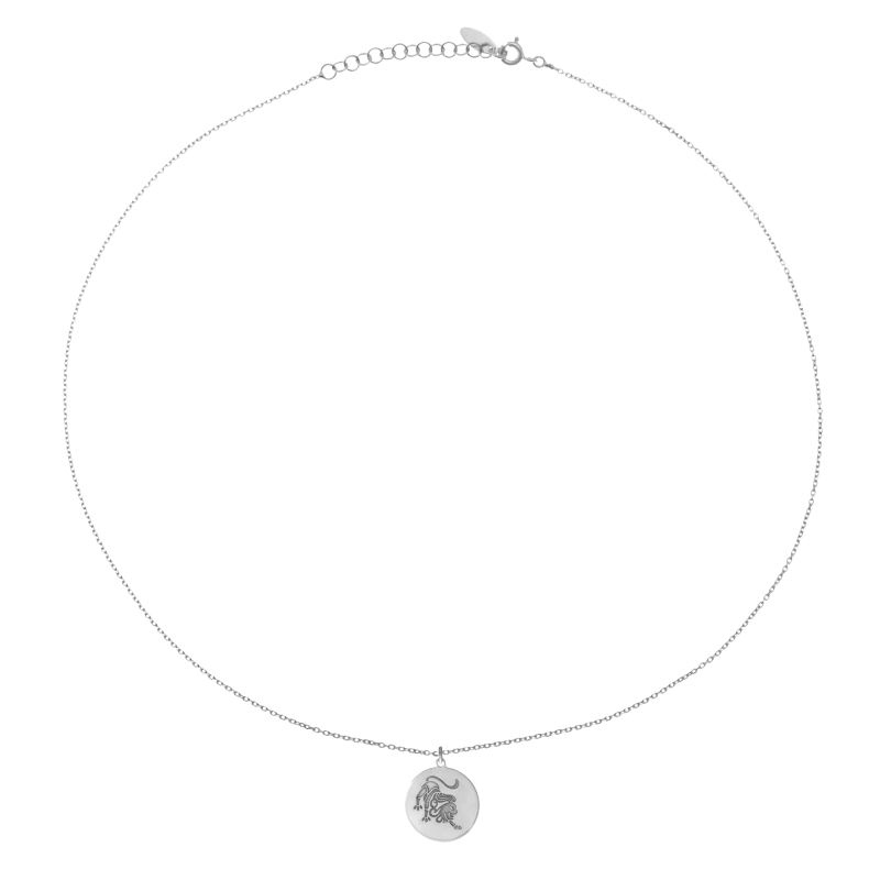 Collier en argent rhodié, zodiaque lion