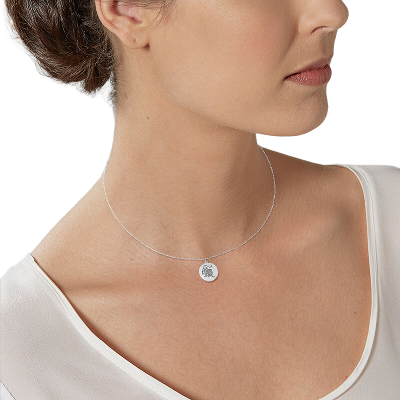 Collier en argent rhodié, zodiaque lion
