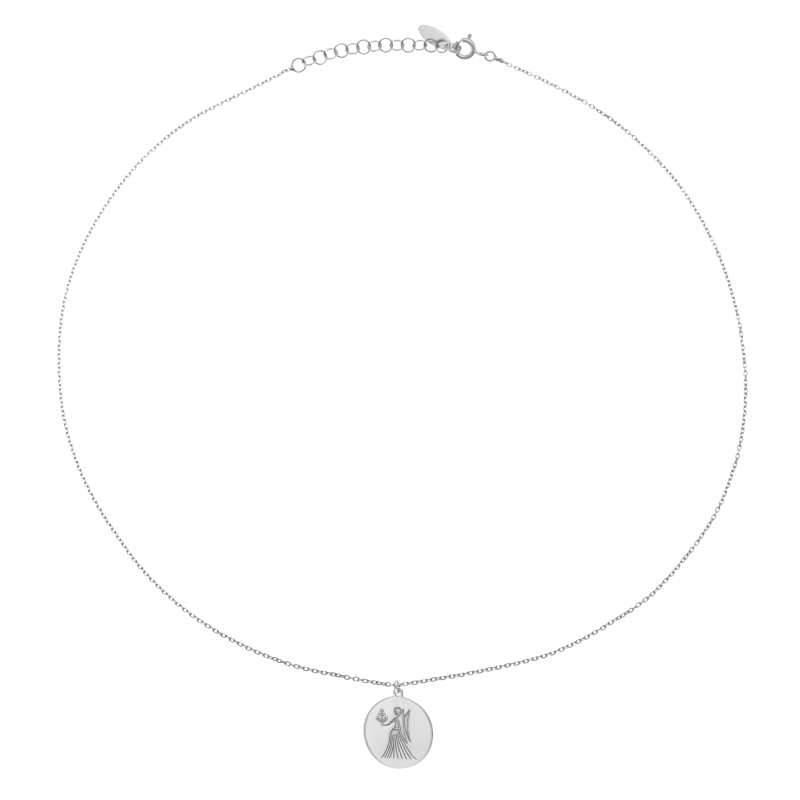 Collier en argent rhodié, zodiaque vierge