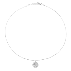 Collier en argent rhodié, zodiaque balance