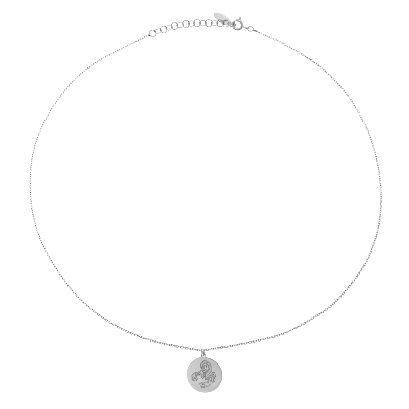 Collier en argent rhodié, zodiaque scorpion