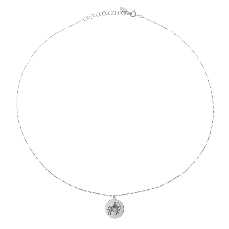 Collier en argent rhodié, zodiaque sagittaire