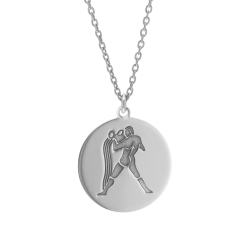 Collier en argent rhodié, zodiaque verseau