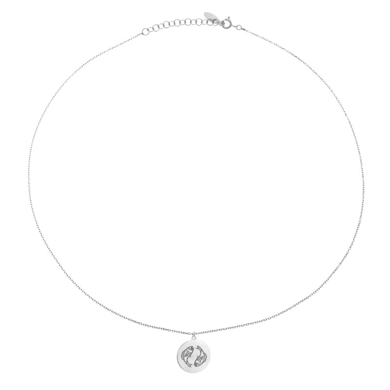 Collier en argent rhodié, zodiaque poisson