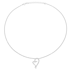 Collier en argent rhodié et oxydes de zirconium, coeur