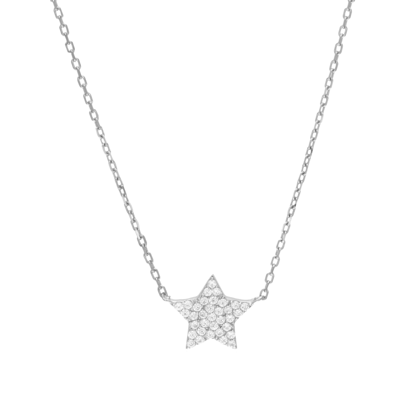 Collier en argent rhodié et oxydes de zirconium, étoile