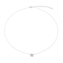 Collier en argent rhodié et oxydes de zirconium, étoile