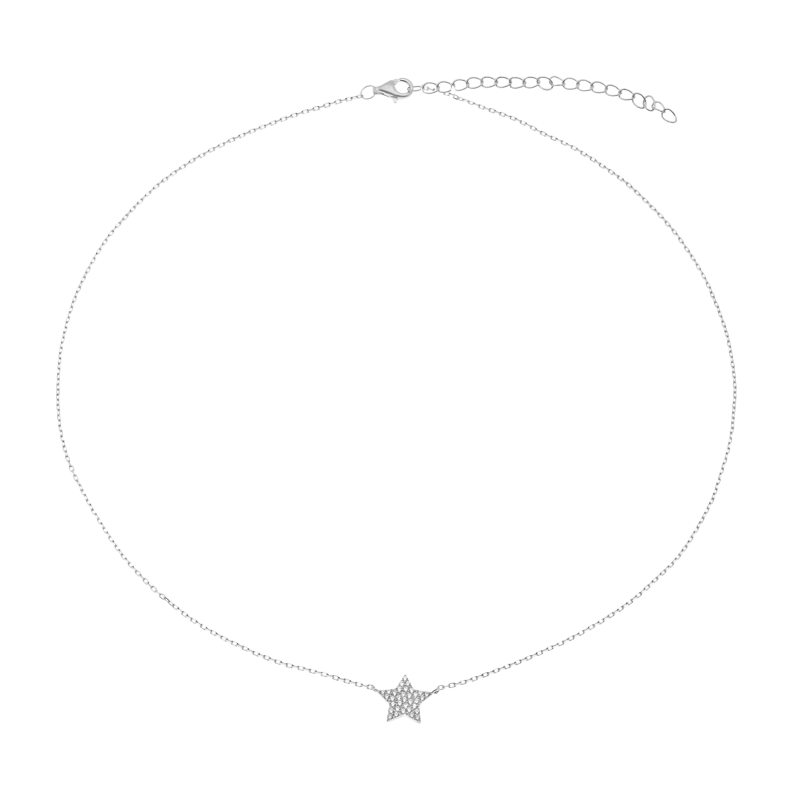 Collier en argent rhodié et oxydes de zirconium, étoile