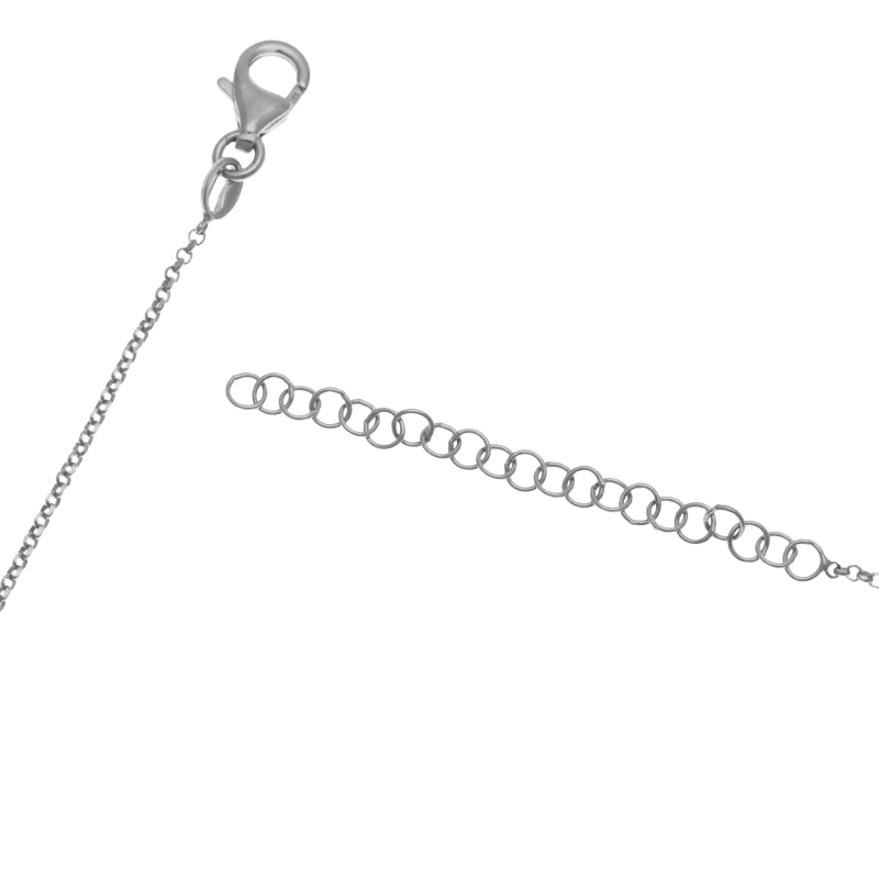 Collier en argent rhodié, coeur Maman je t'aime