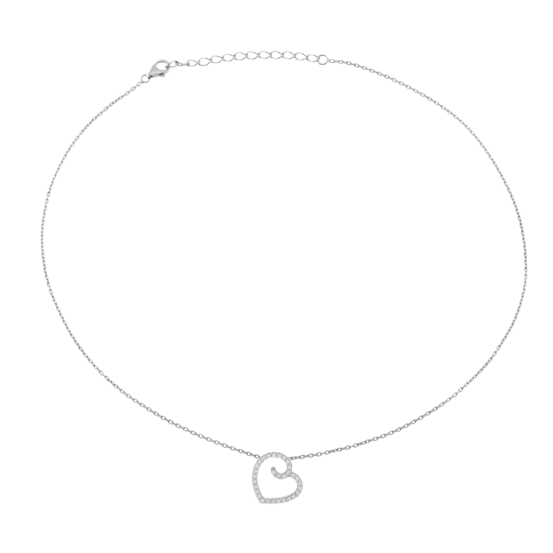 Collier en argent rhodié et oxydes de zirconium