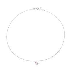 Collier en argent rhodié et laque rose, nuage