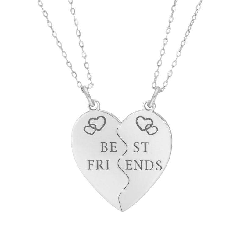 Collier coeur sécable en argent, Best friends