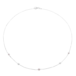 Collier en argent rhodié, oxydes de zirconium et perles synthétiques