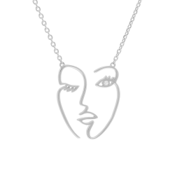Collier en argent rhodié et oxyde de zirconium, visage