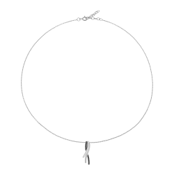 Collier en argent rhodié et rhodié noir, oxydes de zirconium noirs et blancs
