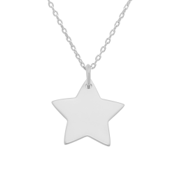 Collier en argent rhodié, étoile 20 mm