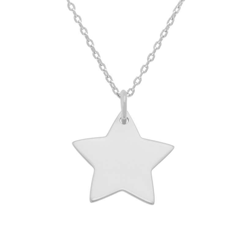 Collier en argent rhodié, étoile 20 mm