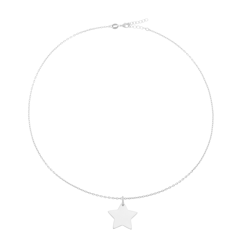 Collier en argent rhodié, étoile 20 mm