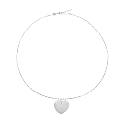 Collier en argent rhodié, coeur 