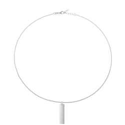 Collier en argent rhodié, plaque rectangle verticale 10 mm